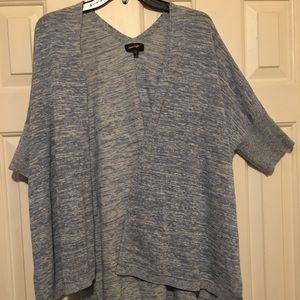Oversized cotton blend cardigan in light blue